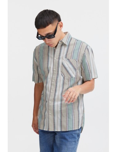 Camisa lino rayas turquesa