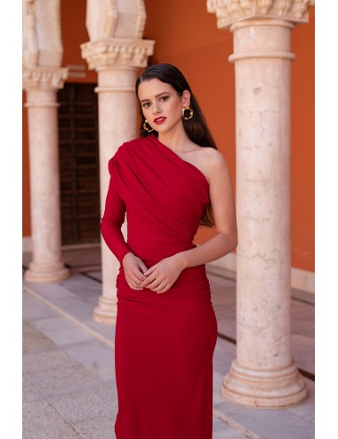 Vestido drapeado rojo