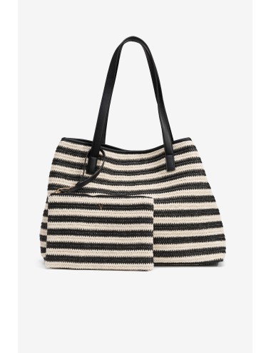 Bolso rafia bicolor negro