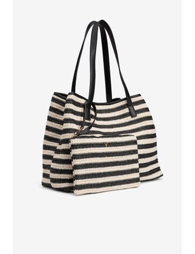 Bolso rafia bicolor negro