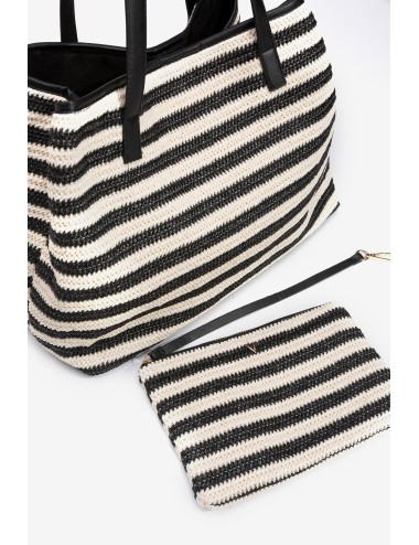 Bolso rafia bicolor negro