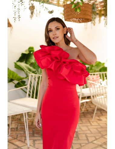 Vestido tafetán rojo