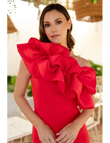 Vestido tafetán rojo